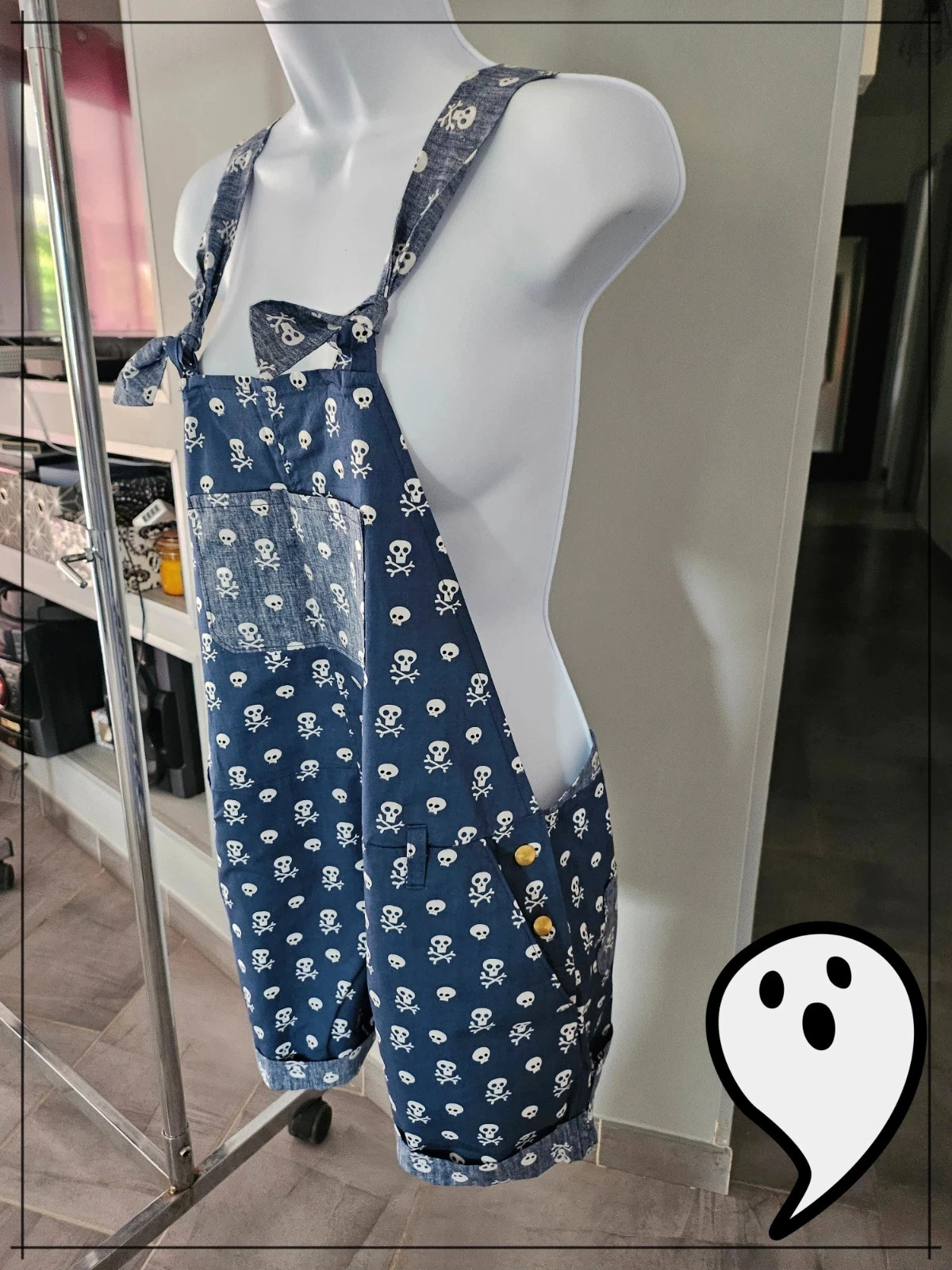 handgemaakte combi short met schattige doodshoofd – photo 2